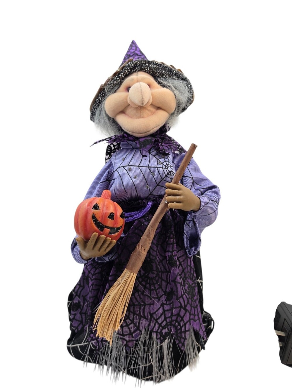 Kids Of America Fiber Optic Light Up Witch 16" Halloween  Pumpkin Spider Webs